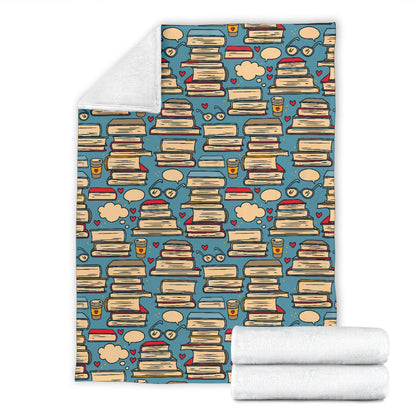 Book Pattern Print Design 03 Premium Blanket