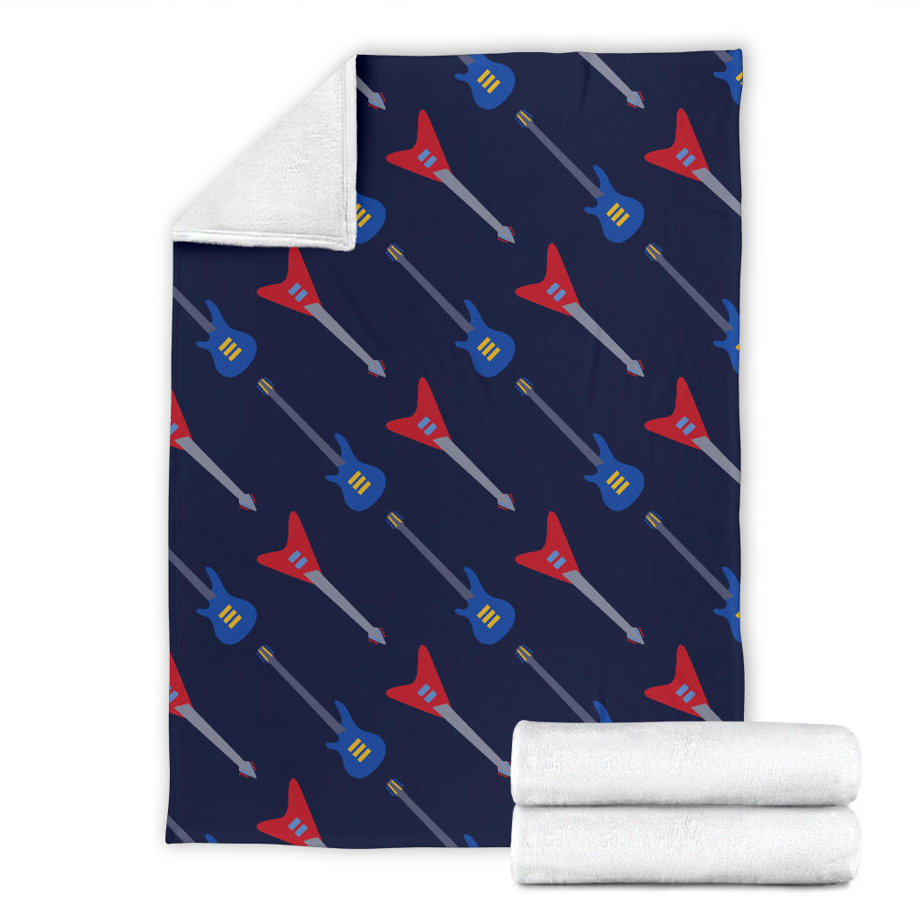 Electric Guitar Pattern Print Design 01 Premium Blanket