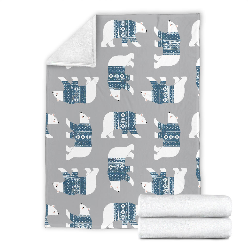 Polar Bear Pattern Print Design A03 Premium Blanket