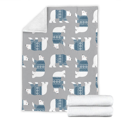 Polar Bear Pattern Print Design A03 Premium Blanket