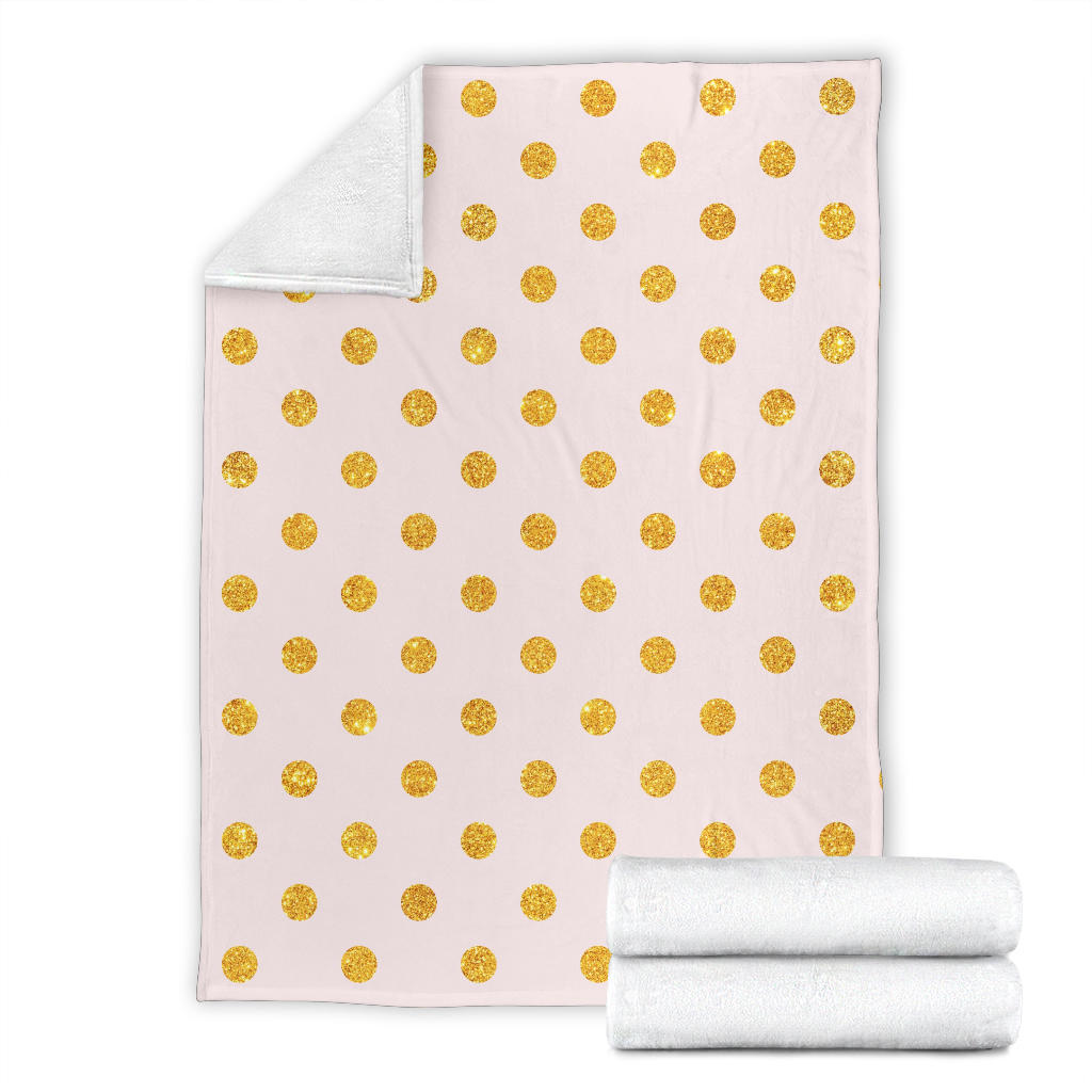 Polka Dot Gold Pink Pattern Print Design 01 Premium Blanket