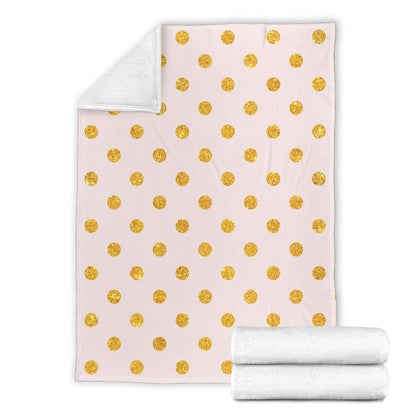 Polka Dot Gold Pink Pattern Print Design 01 Premium Blanket