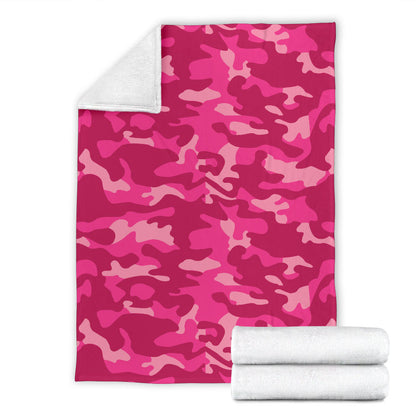 Camo Pink Pattern Print Design 01 Premium Blanket