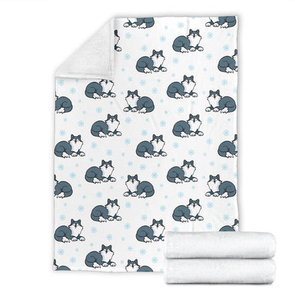 Alaskan Malamute Pattern Print Design 03 Premium Blanket