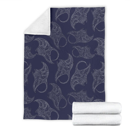 Manta Ray Pattern Print Design 01 Premium Blanket