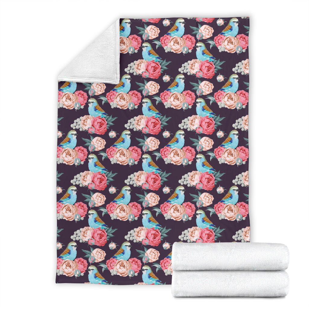 Bluebird Pattern Print Design 02 Premium Blanket