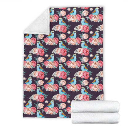 Bluebird Pattern Print Design 02 Premium Blanket