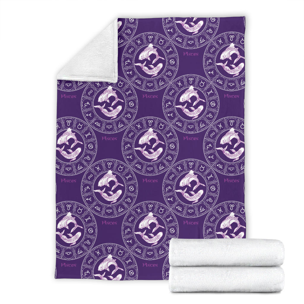 Pisces Pattern Print Design A02 Premium Blanket