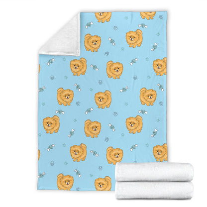 Pomeranians Pattern Print Design A03 Premium Blanket