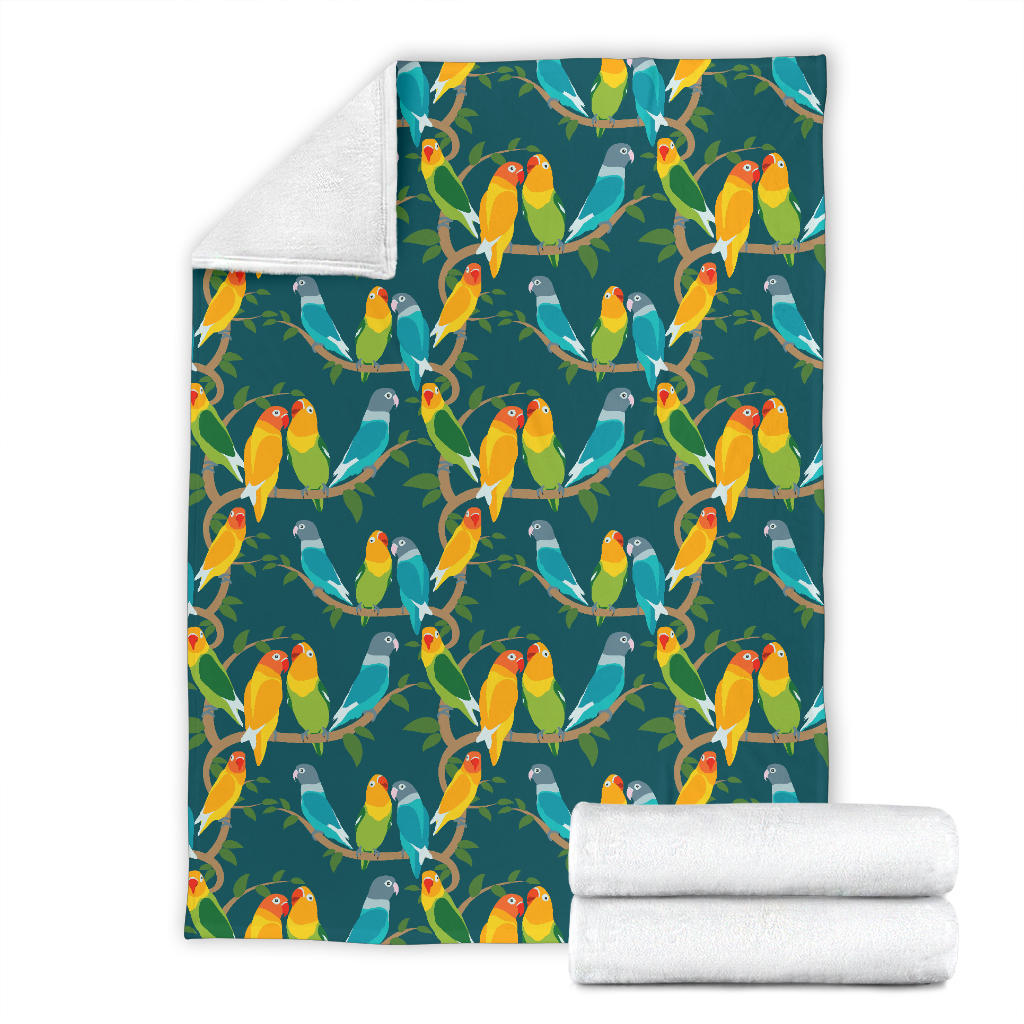 Lovebird Pattern Print Design 02 Premium Blanket