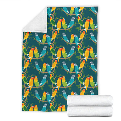 Lovebird Pattern Print Design 02 Premium Blanket
