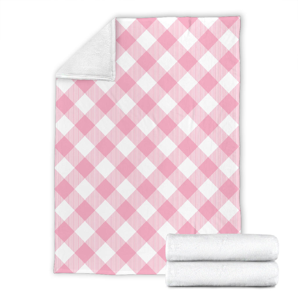 Gingham Pink Pattern Print Design 02 Premium Blanket