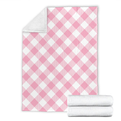 Gingham Pink Pattern Print Design 02 Premium Blanket