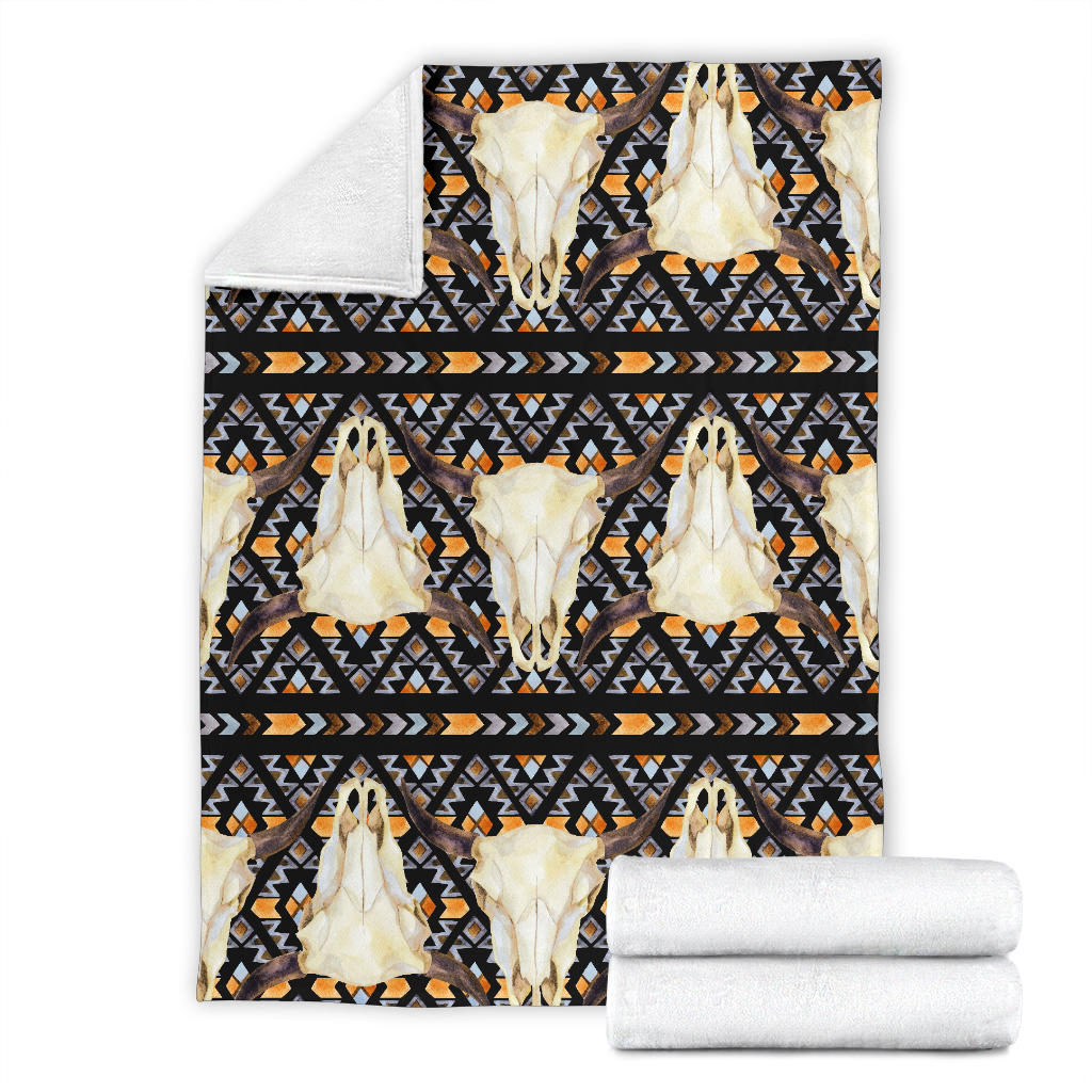 Buffalo Head Pattern Print Design 03 Premium Blanket