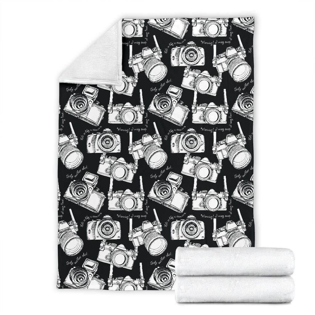 Camera Pattern Print Design 01 Premium Blanket