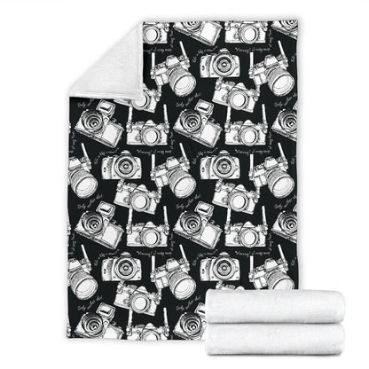 Camera Pattern Print Design 01 Premium Blanket