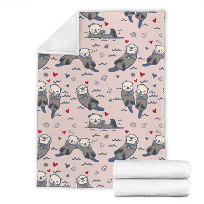 Sea Otter Pattern Print Design 02 Premium Blanket
