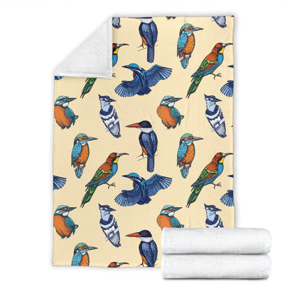 Kingfisher Bird Pattern Print Design 04 Premium Blanket