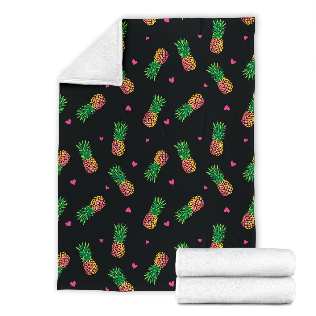 Neon Pineapple Pattern Print Design A04 Premium Blanket