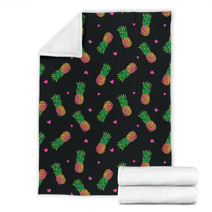 Neon Pineapple Pattern Print Design A04 Premium Blanket
