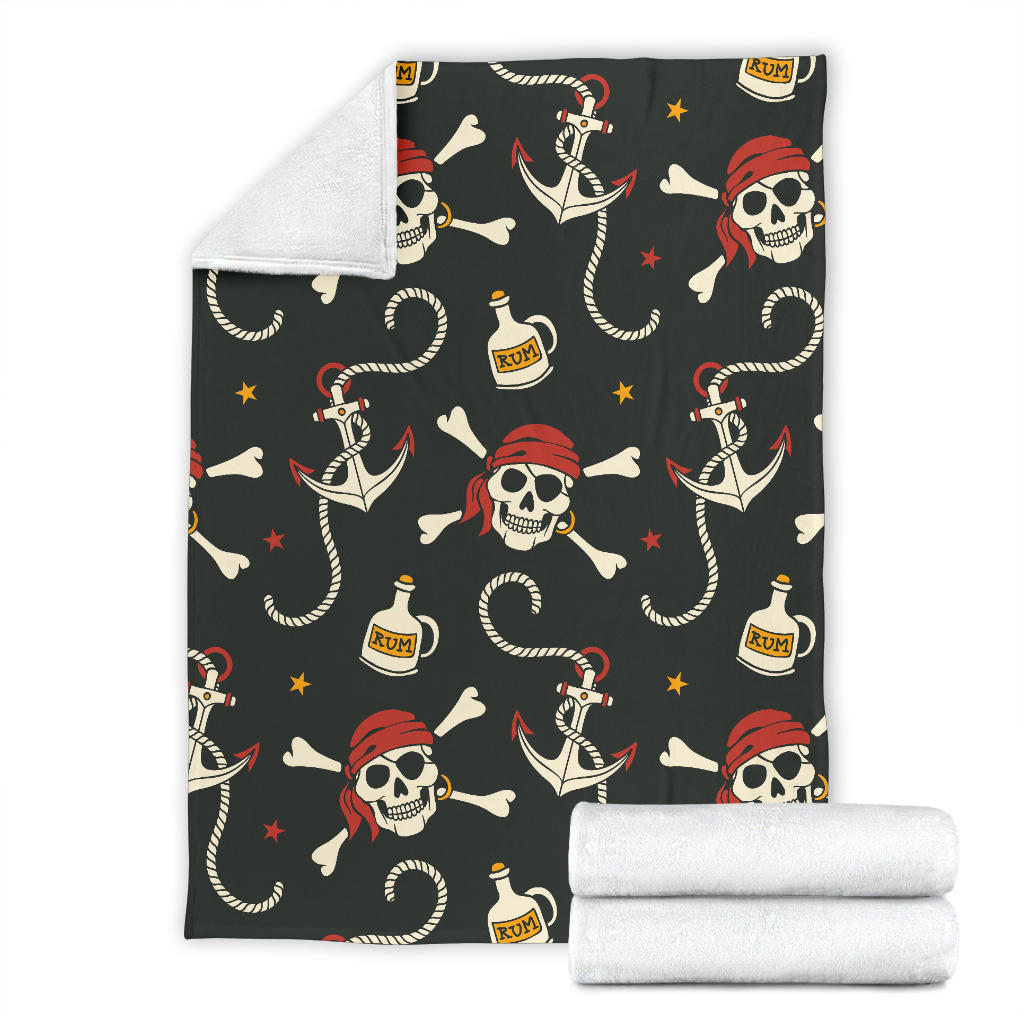 Pirate Pattern Print Design A02 Premium Blanket