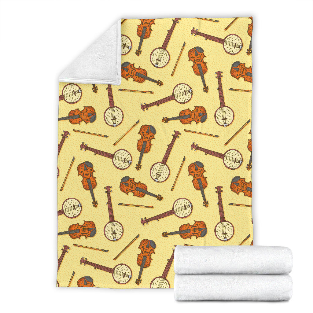 Banjo Violin Pattern Print Design 01 Premium Blanket