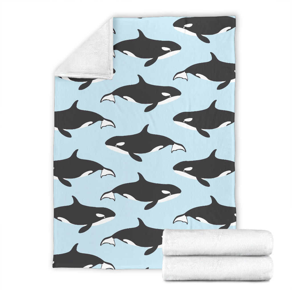 Killer Whale Pattern Print Design 01 Premium Blanket