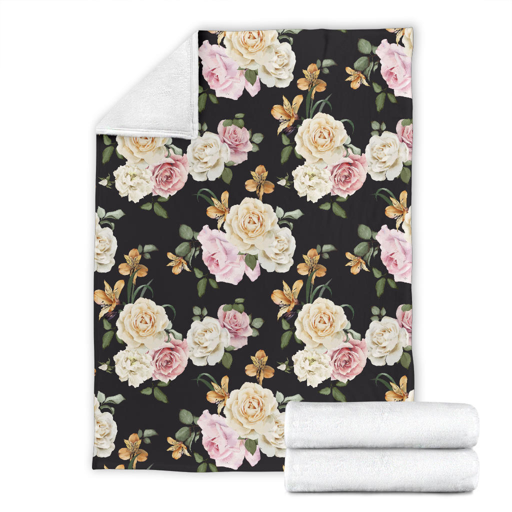 Rose Pattern Print Design A01 Premium Blanket