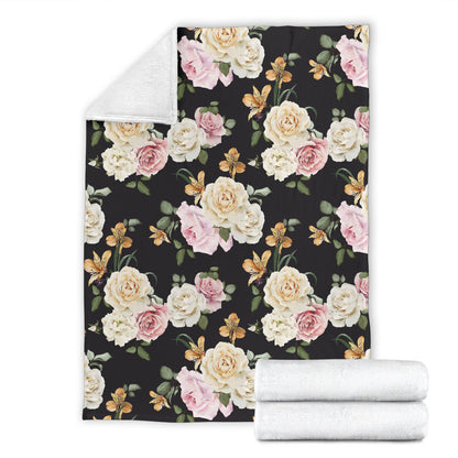 Rose Pattern Print Design A01 Premium Blanket