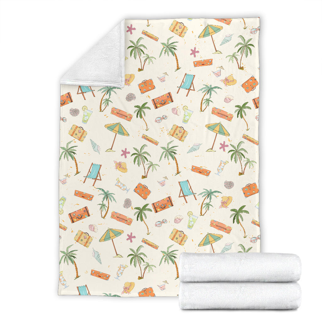 Beach Themed Pattern Print Design 05 Premium Blanket