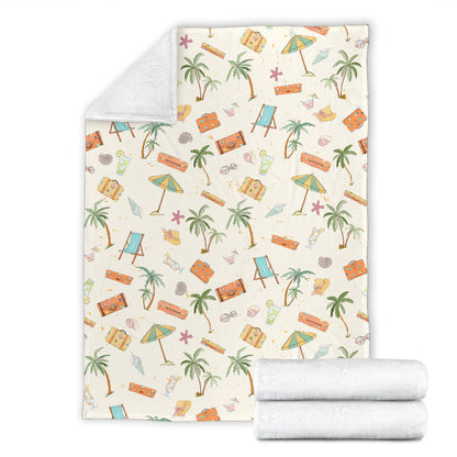 Beach Themed Pattern Print Design 05 Premium Blanket