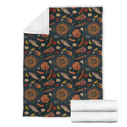 Barbecue Pattern Print Design 02 Premium Blanket