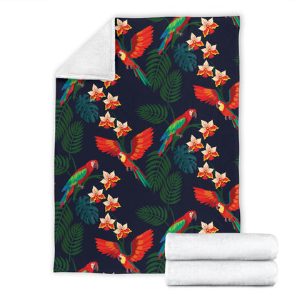 Macaw Pattern Print Design 02 Premium Blanket