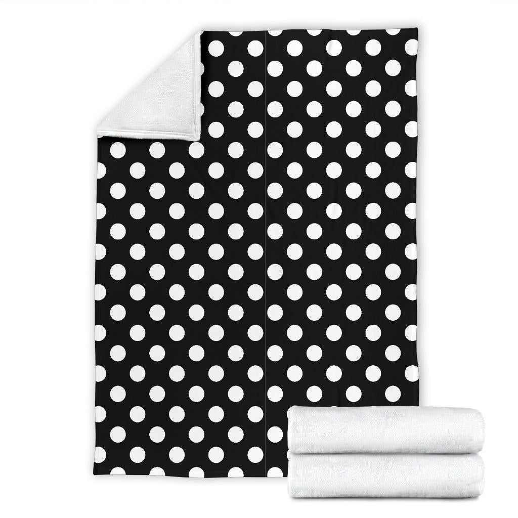 Polka Dot Black White Pattern Print Design 03 Premium Blanket