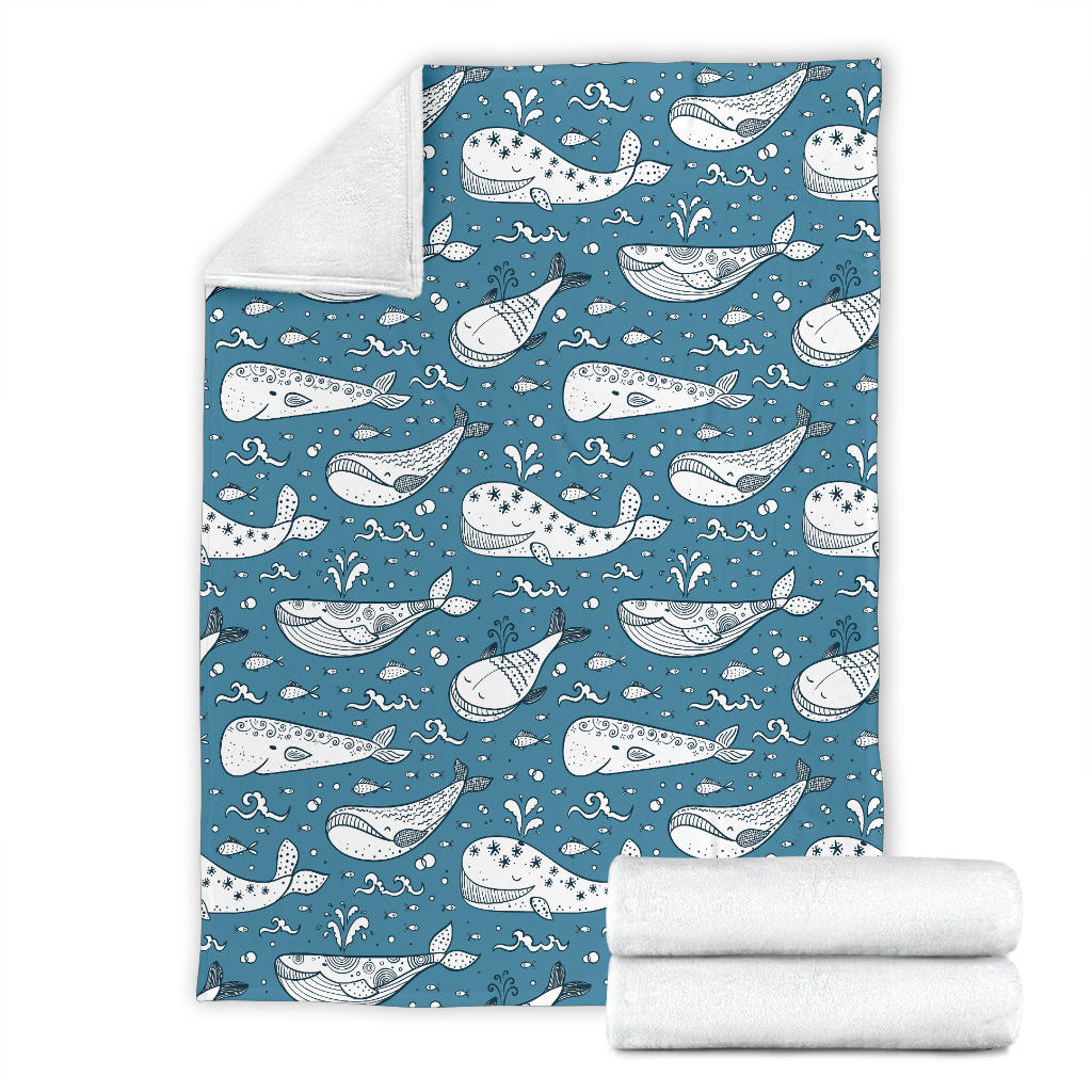 Humpback Whale Pattern Print Design 03 Premium Blanket