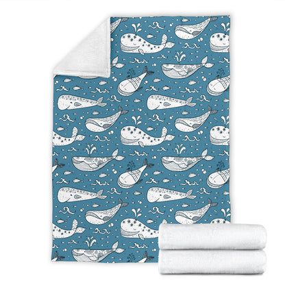 Humpback Whale Pattern Print Design 03 Premium Blanket