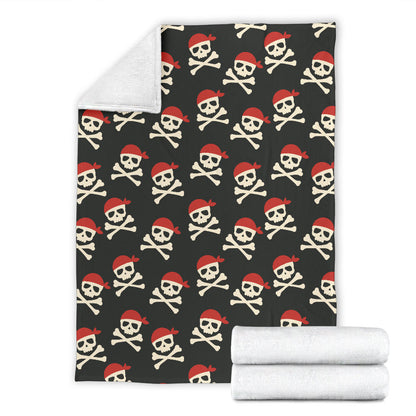 Pirate Pattern Print Design A04 Premium Blanket