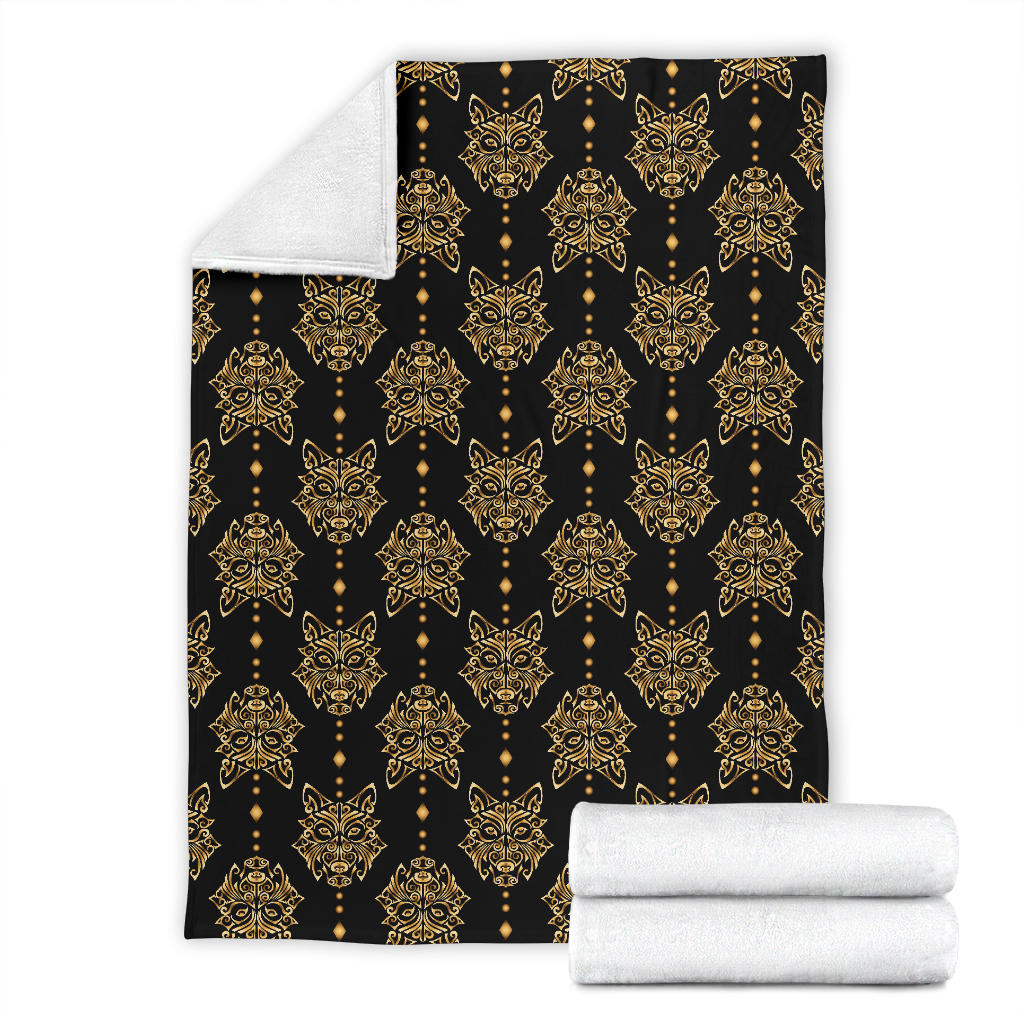 Aztec Wolf Pattern Print Design 04 Premium Blanket