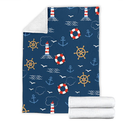 Nautical Pattern Print Design A06 Premium Blanket