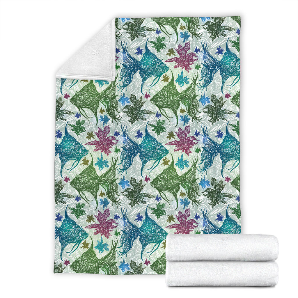Angelfish Tribal Pattern Print Design 01 Premium Blanket