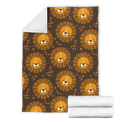 Lion Cartoon Pattern Print Design 01 Premium Blanket
