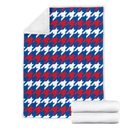 Patriotic Houndstooth Pattern Print Design A02 Premium Blanket