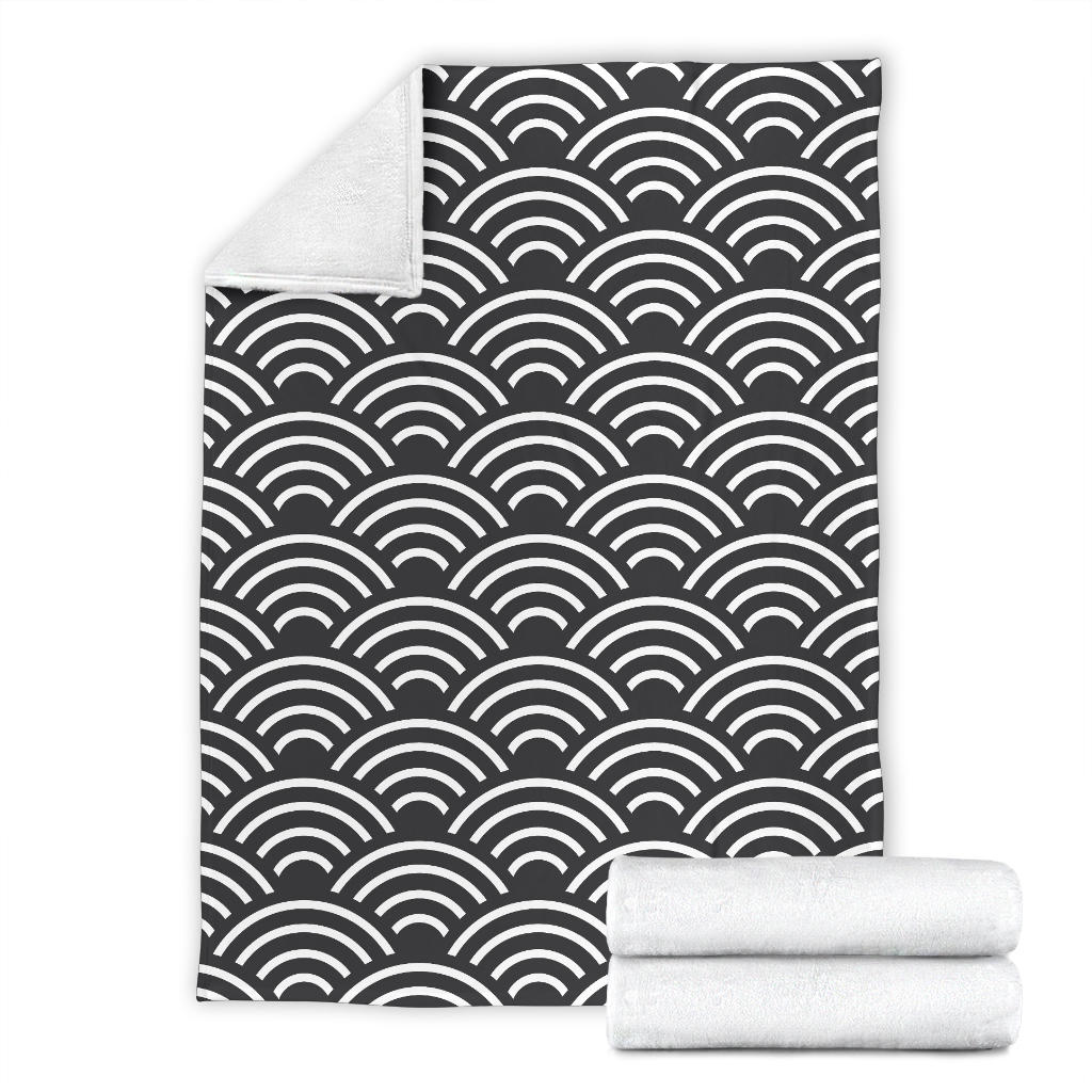 Scales Black White Pattern Print Design 03 Premium Blanket