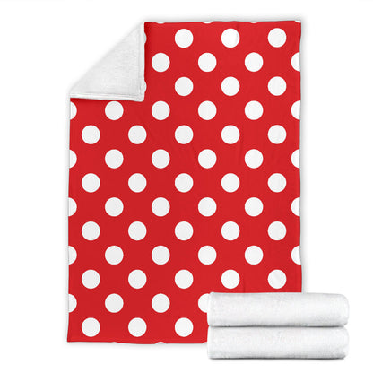 Polka Dot Red Pattern Print Design 04 Premium Blanket