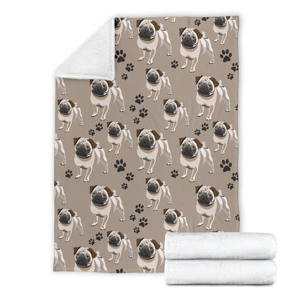 Pug Pattern Print Design A04 Premium Blanket