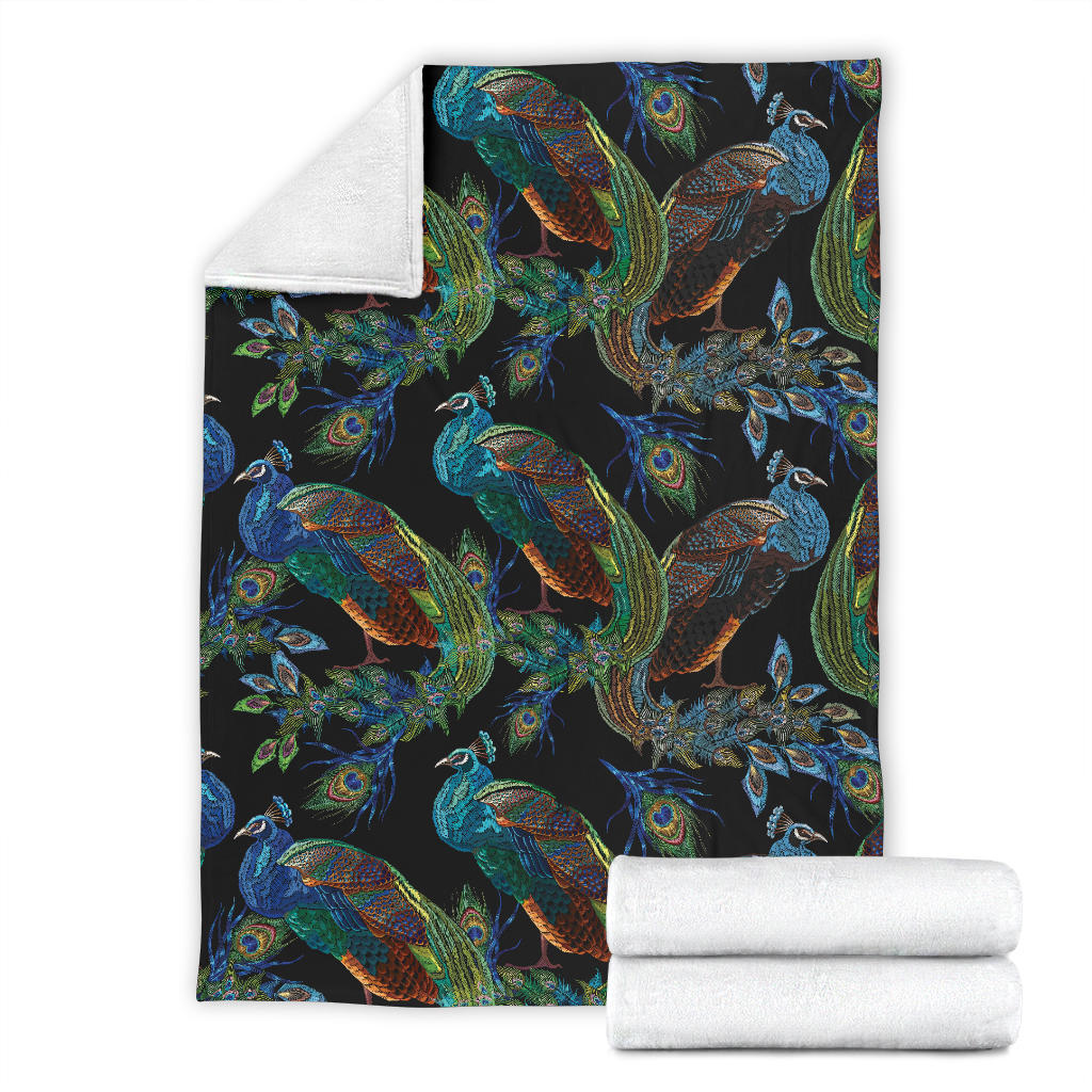Peacock Pattern Print Design A04 Premium Blanket