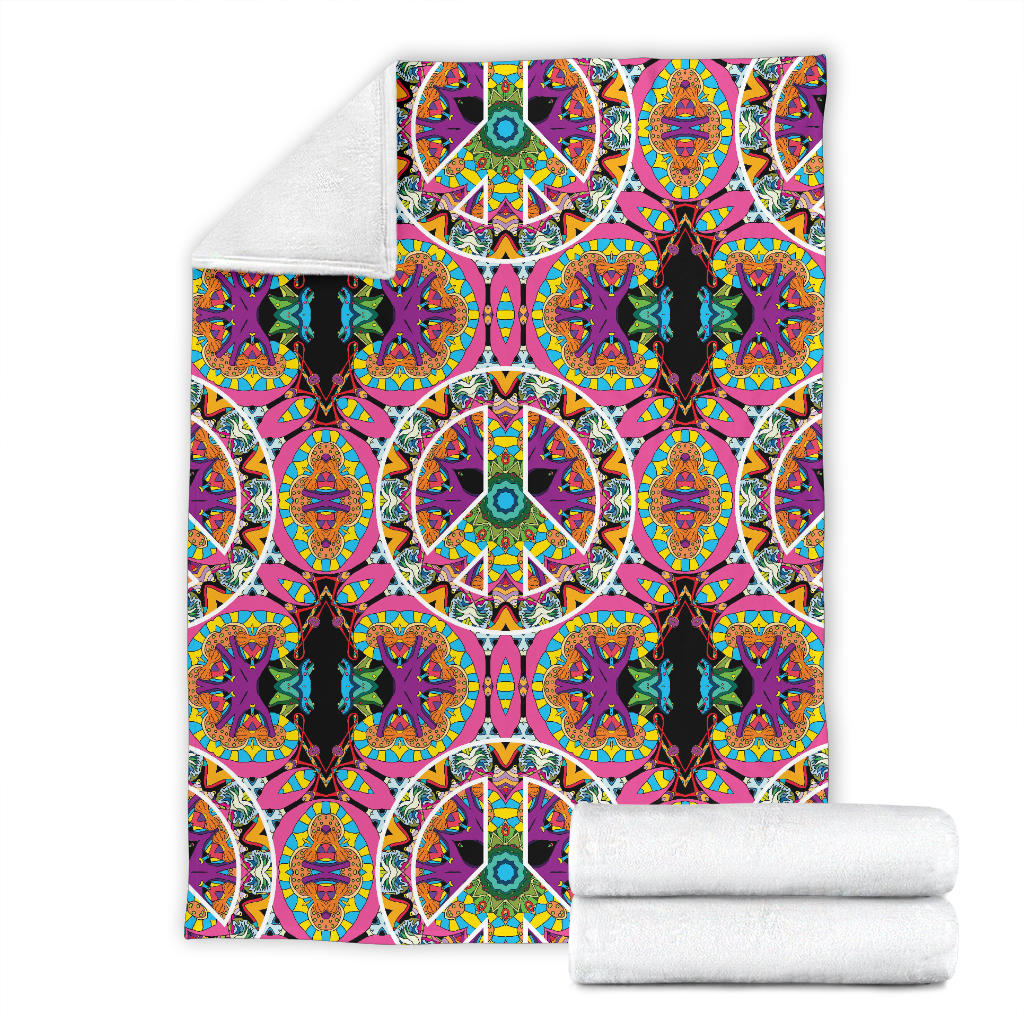 Peace Sign Pattern Print Design A03 Premium Blanket