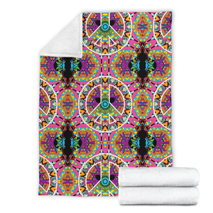 Peace Sign Pattern Print Design A03 Premium Blanket