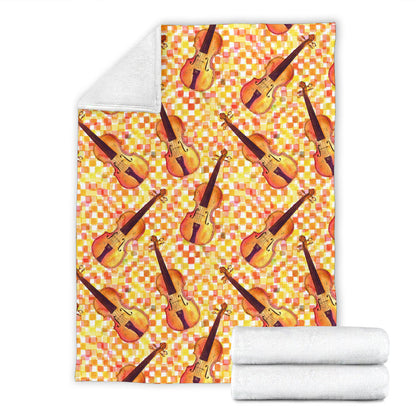 Violin Pattern Print Design 03 Premium Blanket