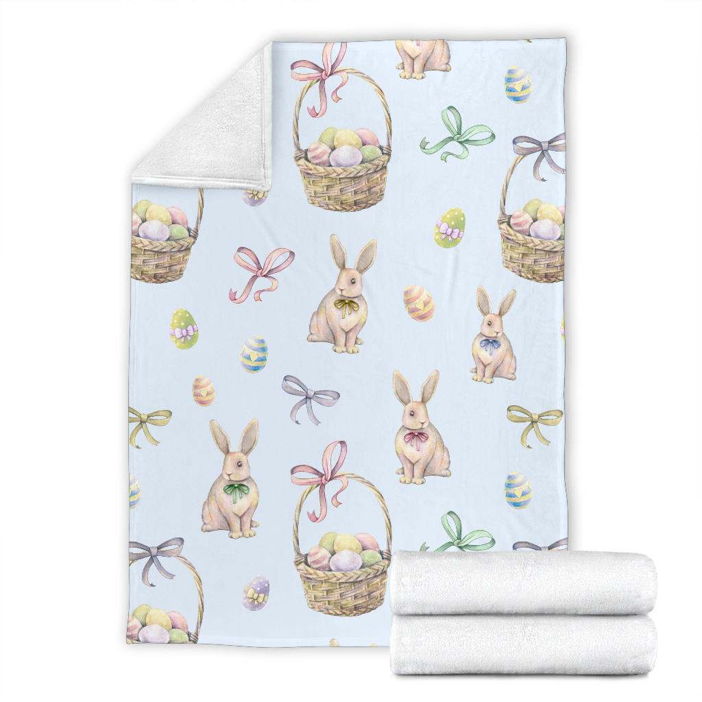 Rabbit Easter Eggs Pattern Print Design 03 Premium Blanket